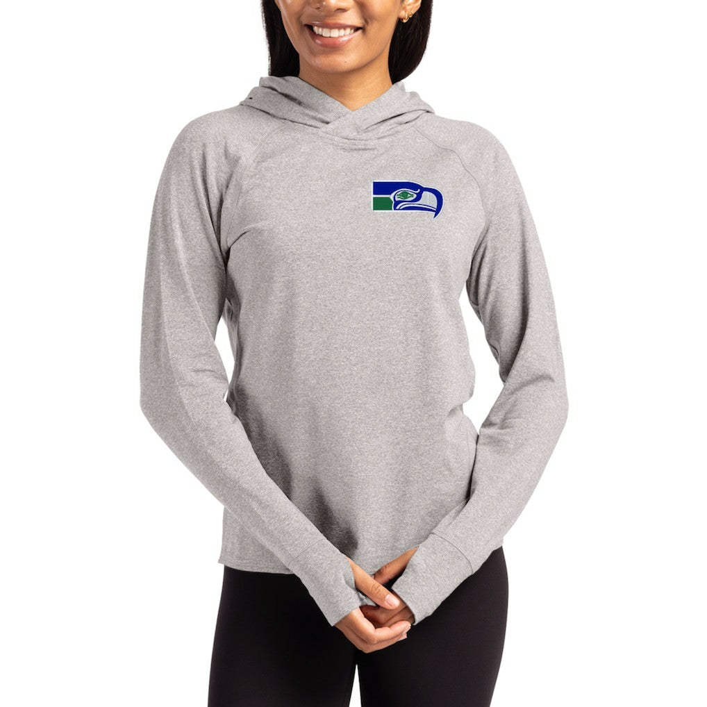 NFL Seattle Seahawks Cutter & Buck Women's Throwback Logo Adapt Knit Recycled Raglan Pullover Hoodie