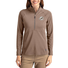 NFL Miami Dolphins Cutter & Buck Women's Tonal Adapt Eco Knit Stretch Recycled Raglan Half-Zip Pullover