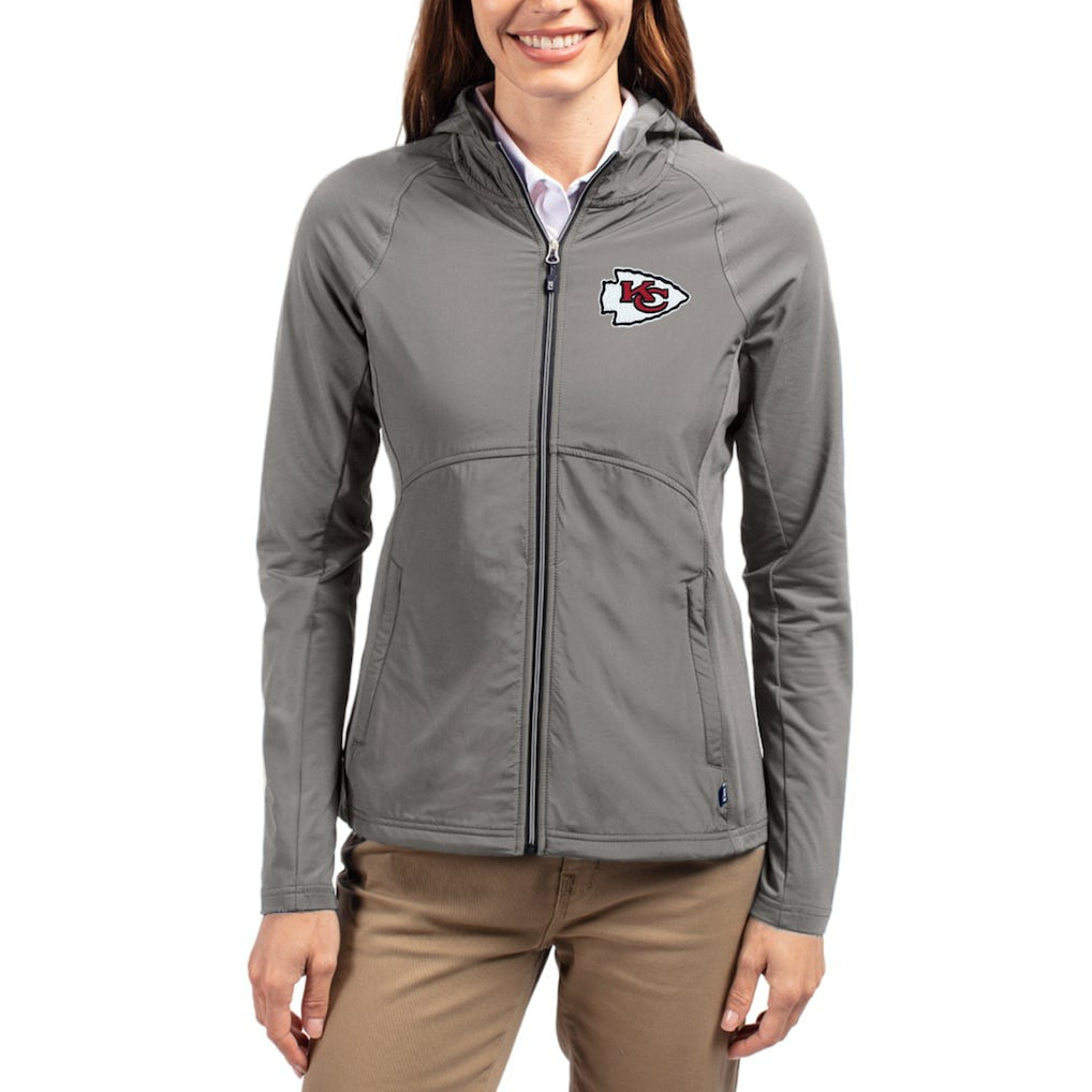 NFL Kansas City Chiefs Cutter & Buck Women's Adapt Eco Knit Hybrid Recycled Raglan Full-Zip Hoodie Jacket