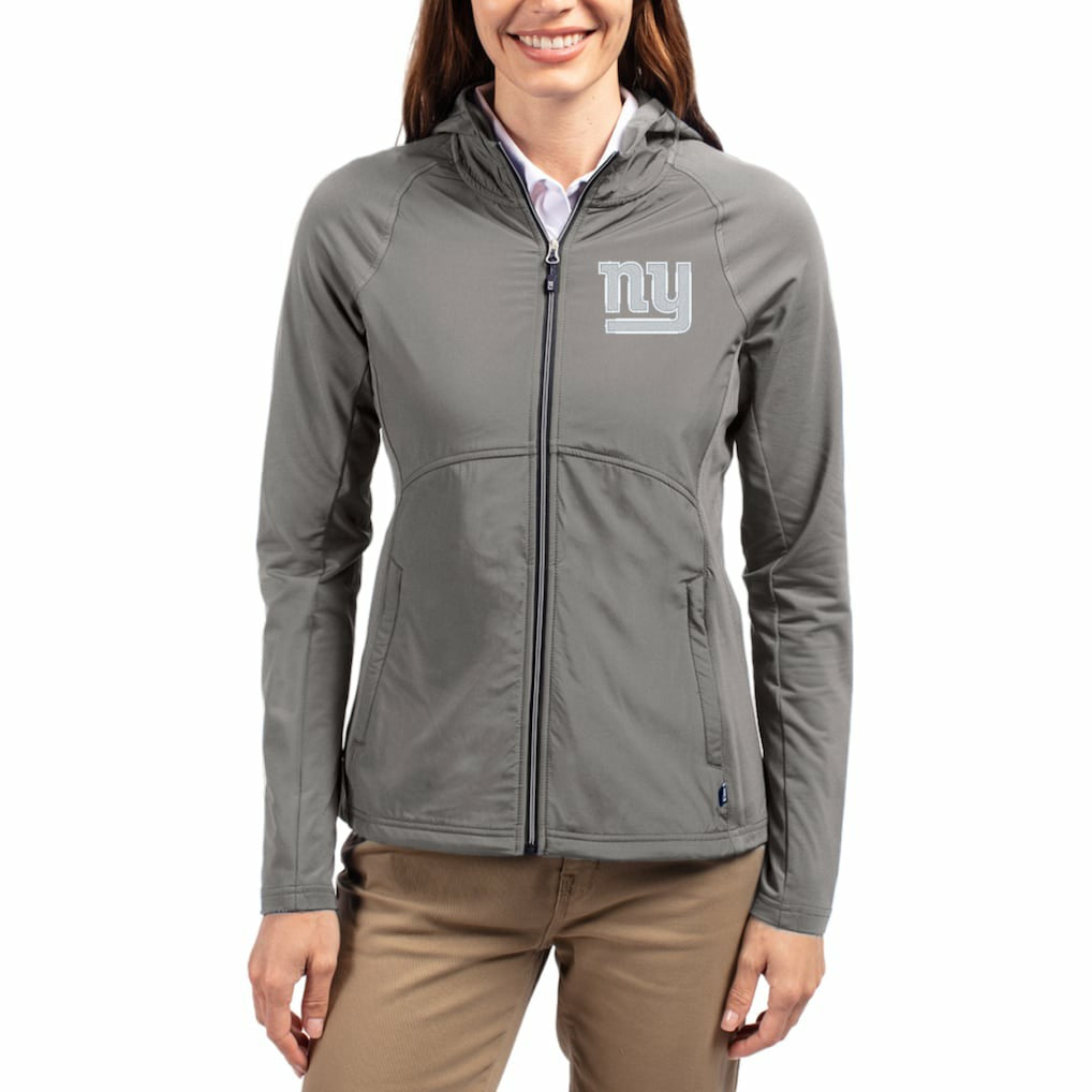 NFL New York Giants Cutter & Buck Women's Adapt Eco Knit Hybrid Recycled Raglan Full-Zip Hoodie Jacket