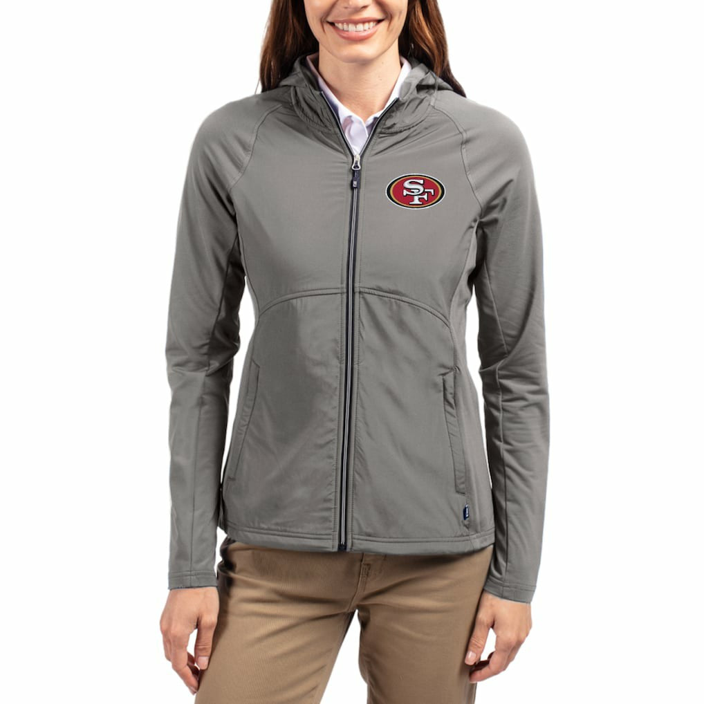 NFL San Francisco 49ers Cutter & Buck Women's Adapt Eco Knit Hybrid Recycled Raglan Full-Zip Hoodie Jacket