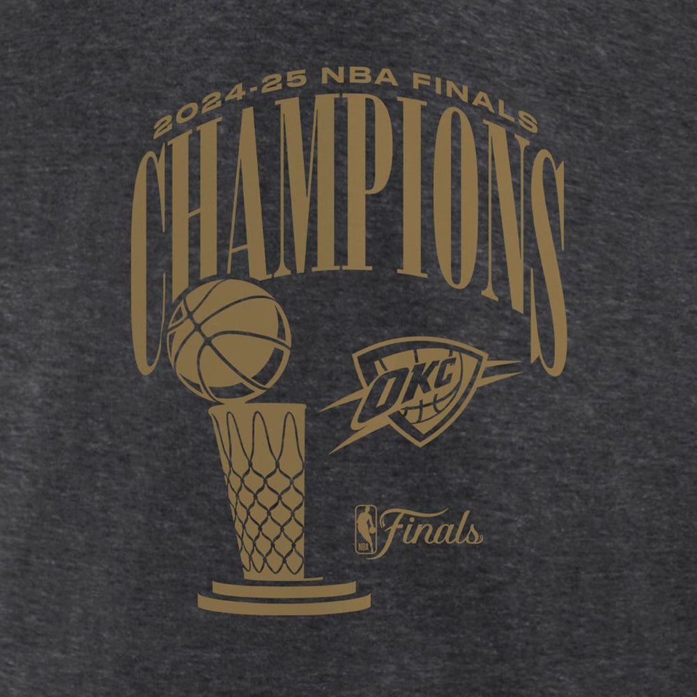 Oklahoma City Thunder Women's 2025 NBA Finals Champions Double Dribble V-Neck T-Shirt - Heather Charcoal | Fanatics for sale
