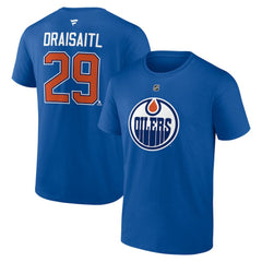 Leon Draisaitl Edmonton Oilers Fanatics Authentic Stack Name & Number T-Shirt