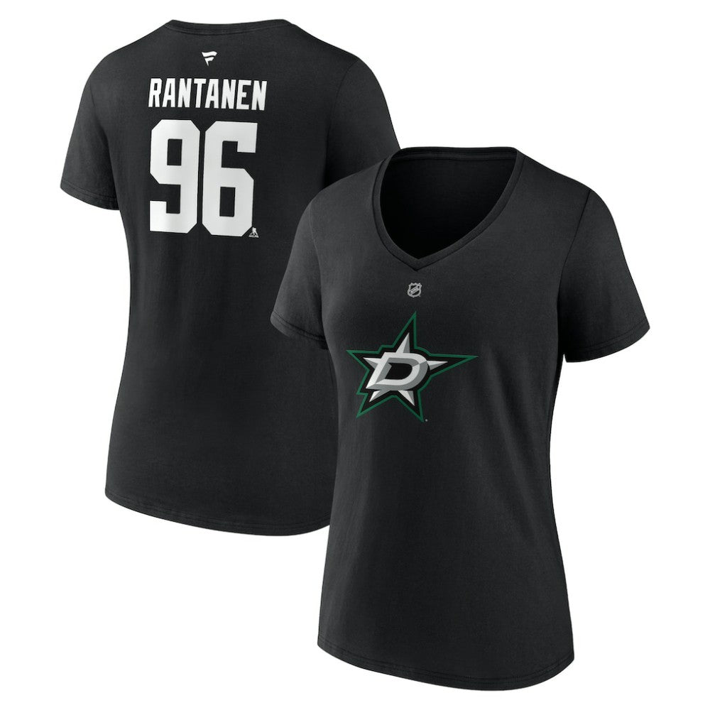 Mikko Rantanen Dallas Stars Fanatics Women's Authentic Stack Name & Number V-Neck T-Shirt