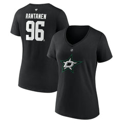 Mikko Rantanen Dallas Stars Fanatics Women's Authentic Stack Name & Number V-Neck T-Shirt