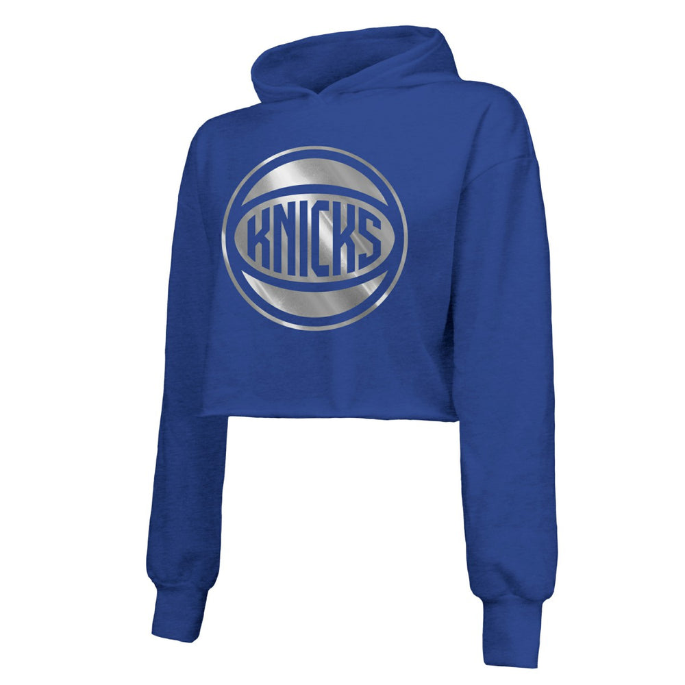 New York Knicks Majestic Threads Women's Tri-Blend Cropped Pullover Hoodie - Royal outlet