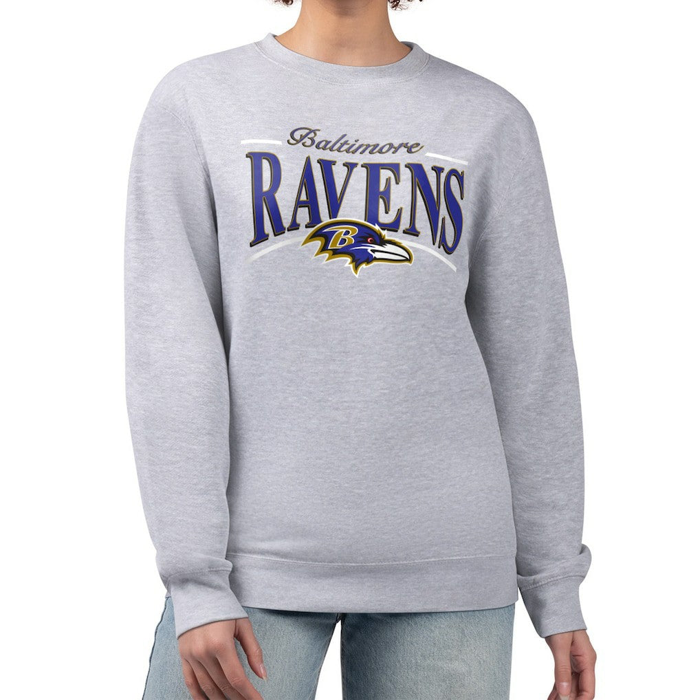 NFL Baltimore Ravens Starter Women's Arch Stripe Fleece Pullover Sweatshirt