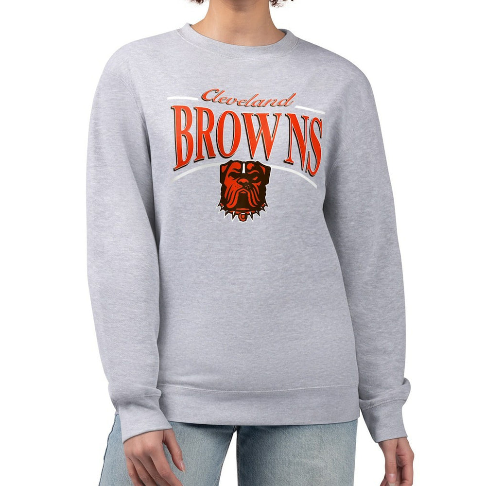 NFL Cleveland Browns Starter Women's Arch Stripe Fleece Pullover Sweatshirt