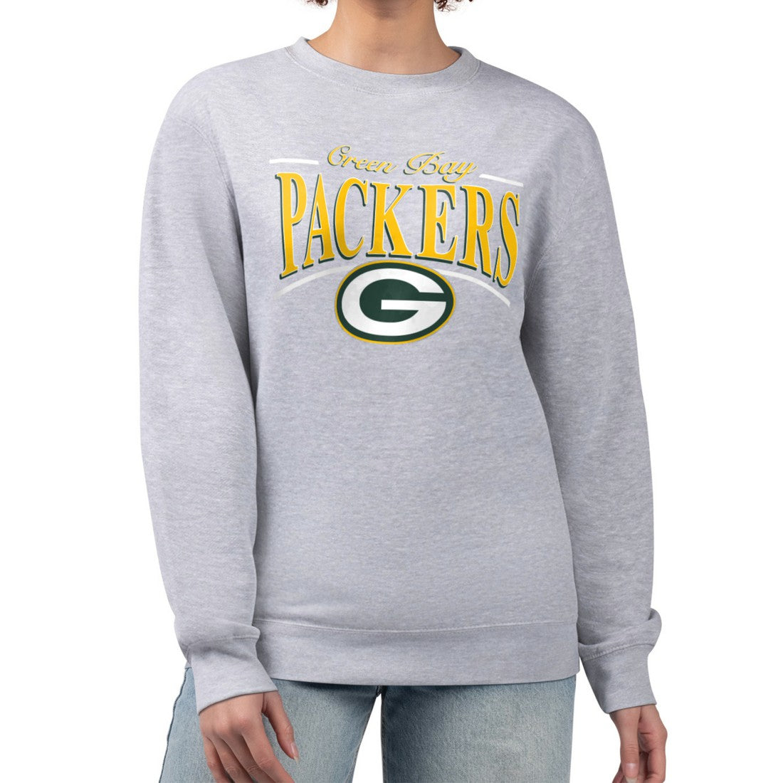 NFL Green Bay Packers Starter Women's Arch Stripe Fleece Pullover Sweatshirt