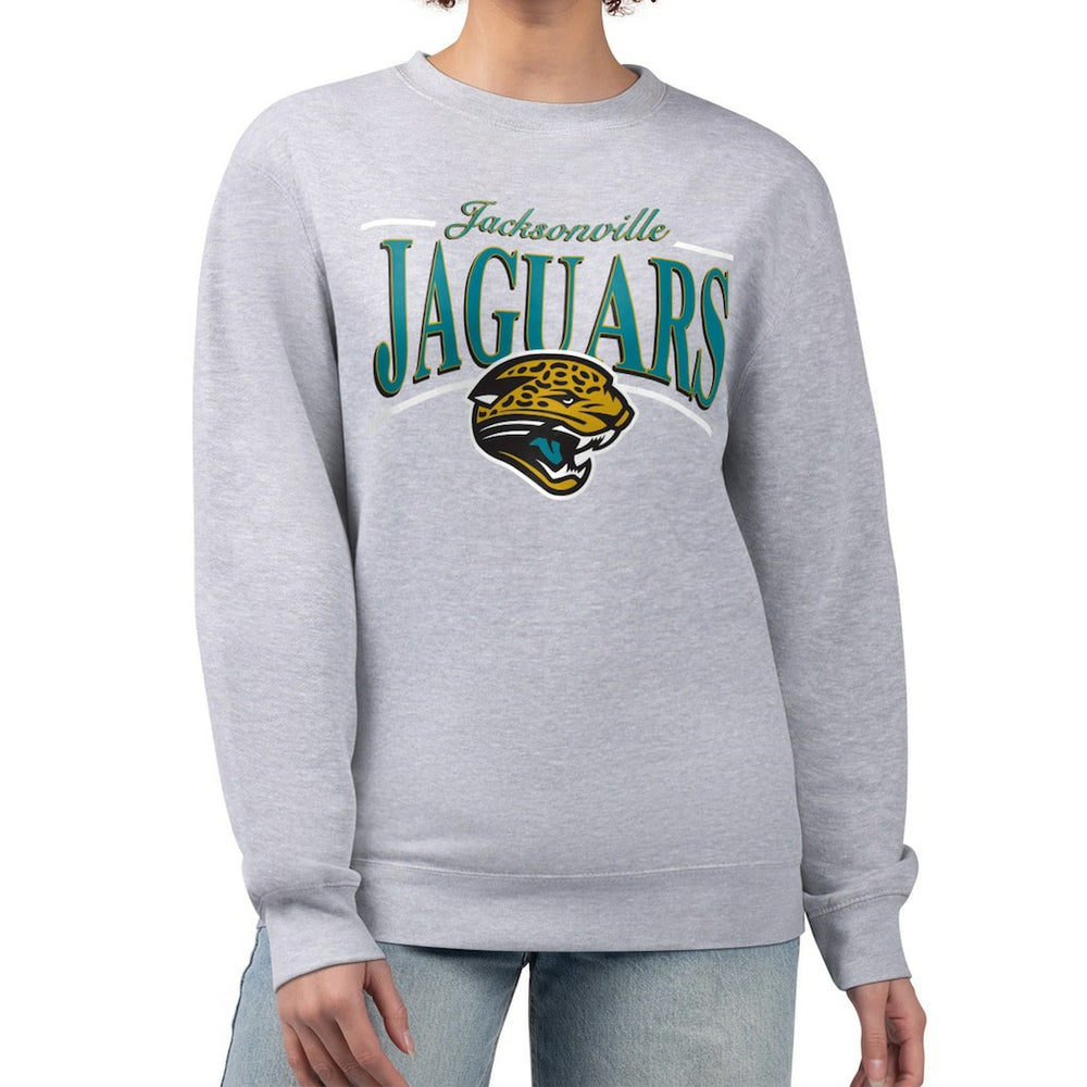 NFL Jacksonville Jaguars Starter Women's Throwback Arch Stripe Fleece Pullover Sweatshirt
