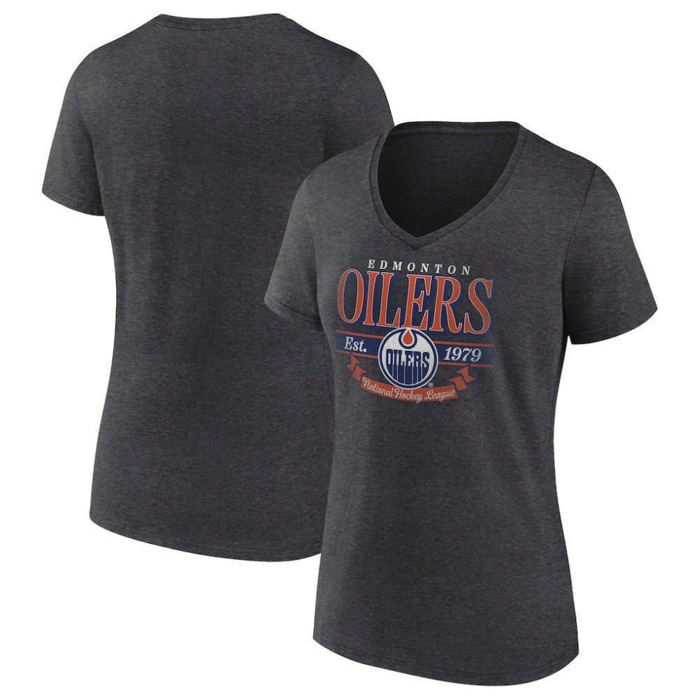 Edmonton Oilers Women's Retro Banner V-Neck T-Shirt
