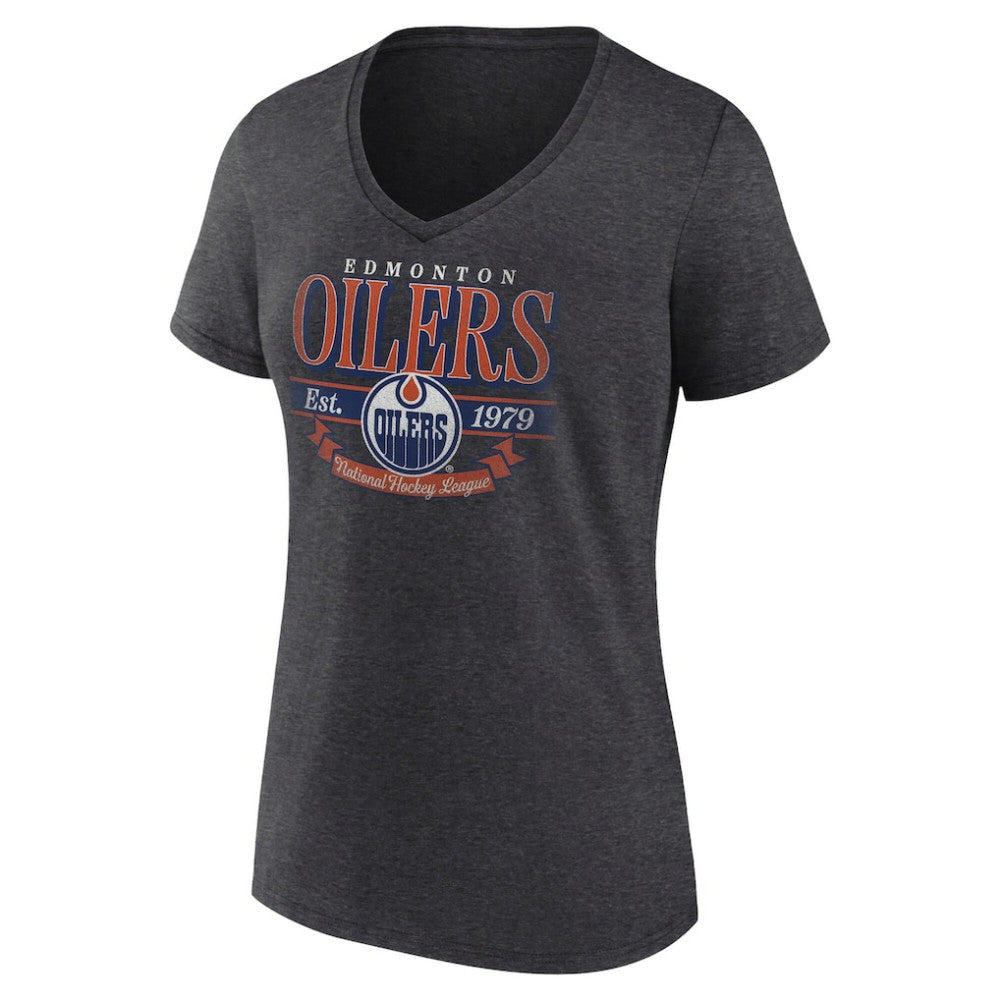 Edmonton Oilers Women's Retro Banner V-Neck T-Shirt