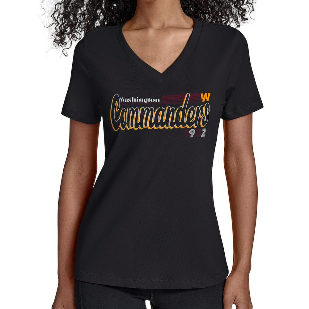 NFL Washington Commanders Starter Women's Groovy Script V-Neck T-Shirt