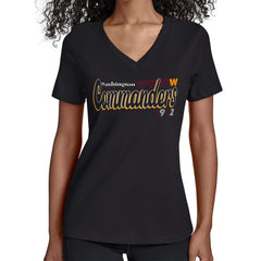 NFL Washington Commanders Starter Women's Groovy Script V-Neck T-Shirt