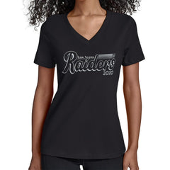 NFL Las Vegas Raiders Starter Women's Groovy Script V-Neck T-Shirt