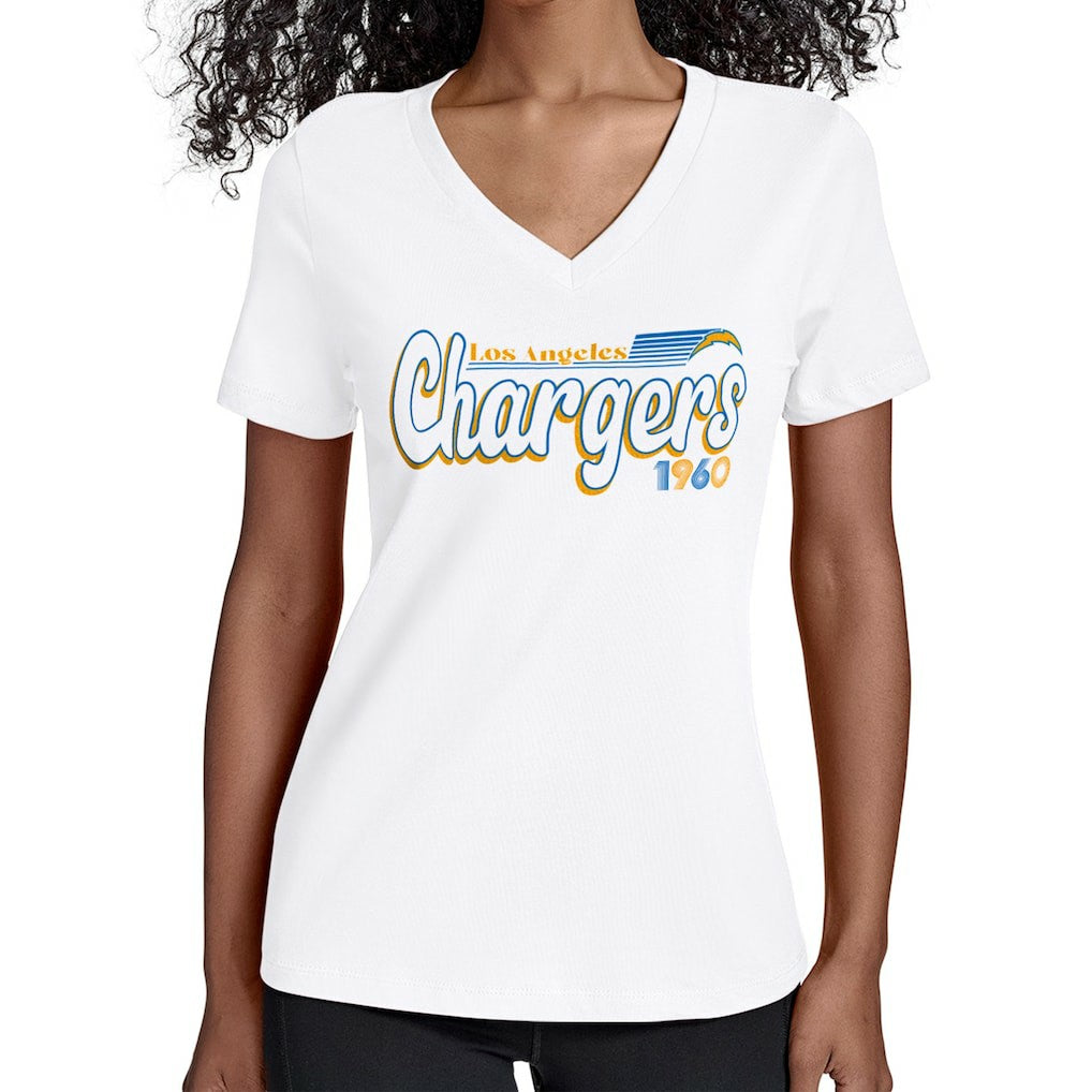 NFL Los Angeles Chargers Starter Women's Groovy Script V-Neck T-Shirt