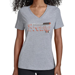 NFL Cleveland Browns Starter Women's Groovy Script V-Neck T-Shirt