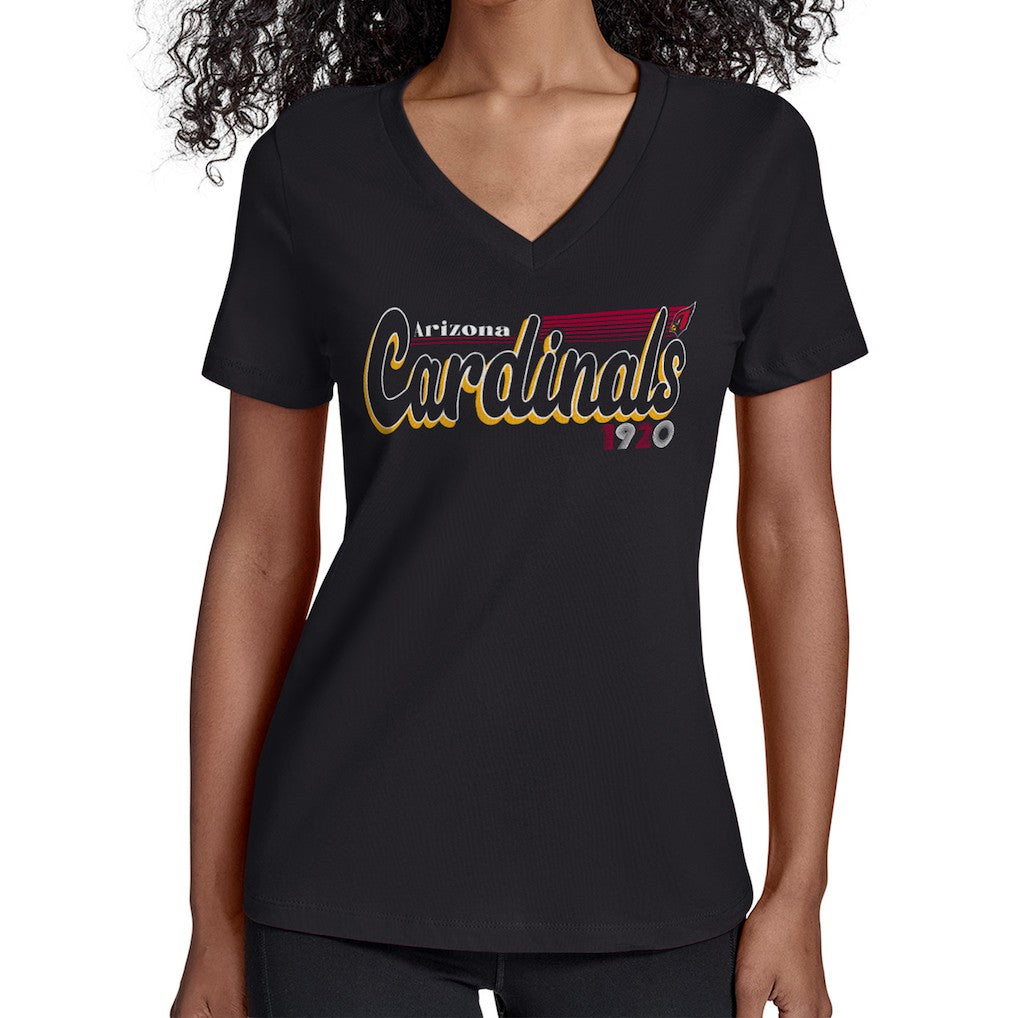 NFL Arizona Cardinals Starter Women's Groovy Script V-Neck T-Shirt
