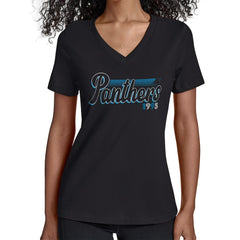NFL Carolina Panthers Starter Women's Groovy Script V-Neck T-Shirt