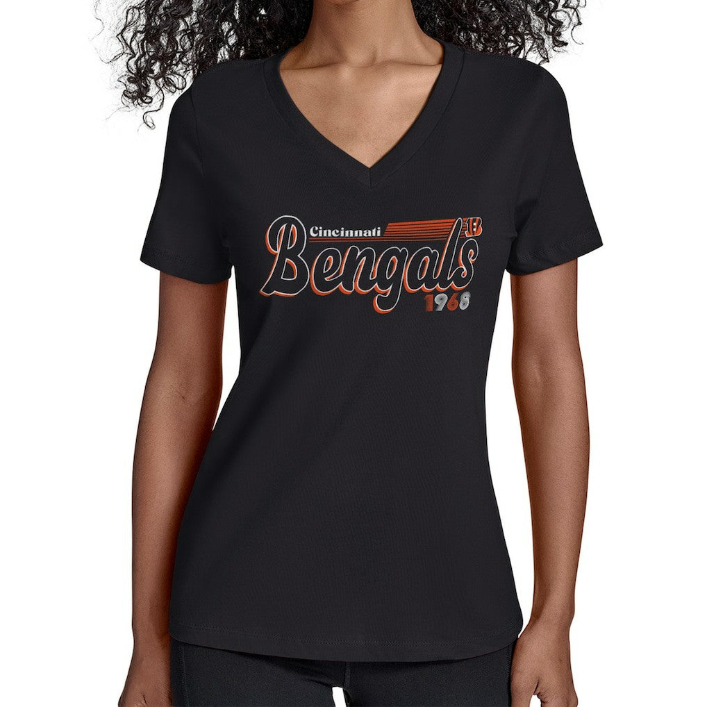 NFL Cincinnati Bengals Starter Women's Groovy Script V-Neck T-Shirt