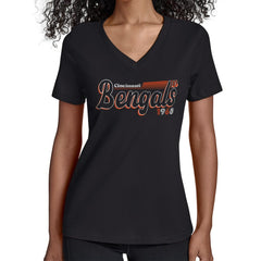 NFL Cincinnati Bengals Starter Women's Groovy Script V-Neck T-Shirt