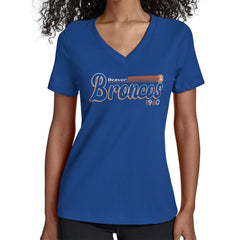 NFL Denver Broncos Starter Women's Throwback Groovy Script V-Neck T-Shirt