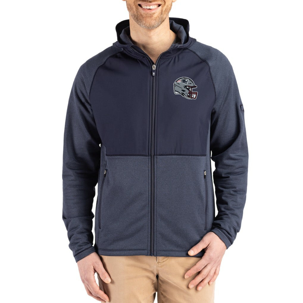 NFL New England Patriots Cutter & Buck Peshastin Eco Fleece Recycled Raglan Full-Zip Tri-Blend Hybrid Jacket