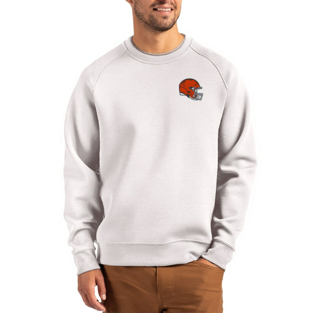 NFL Cleveland Browns Cutter & Buck Helmet Roam Recycled Raglan Pullover Sweatshirt