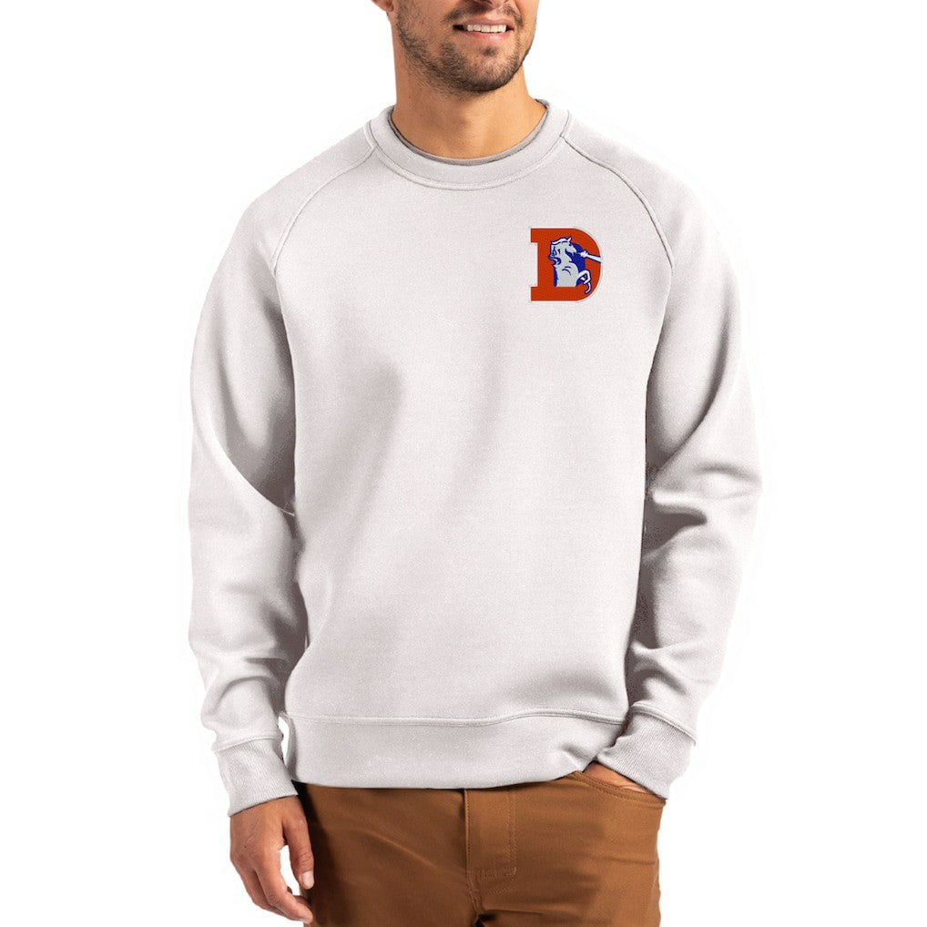 NFL Denver Broncos Cutter & Buck Throwback Roam Recycled Raglan Pullover Sweatshirt