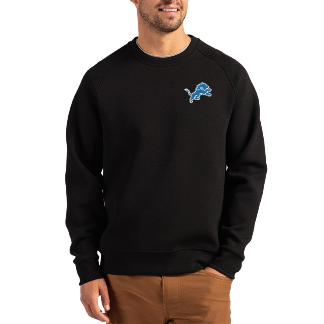 NFL Detroit Lions Cutter & Buck Primary Logo Roam Recycled Raglan Pullover Sweatshirt