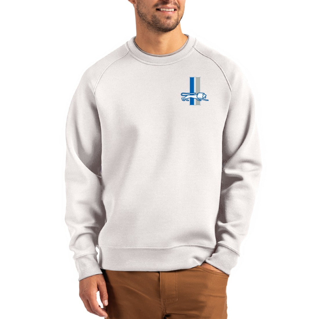 NFL Detroit Lions Cutter & Buck Throwback Roam Recycled Raglan Pullover Sweatshirt