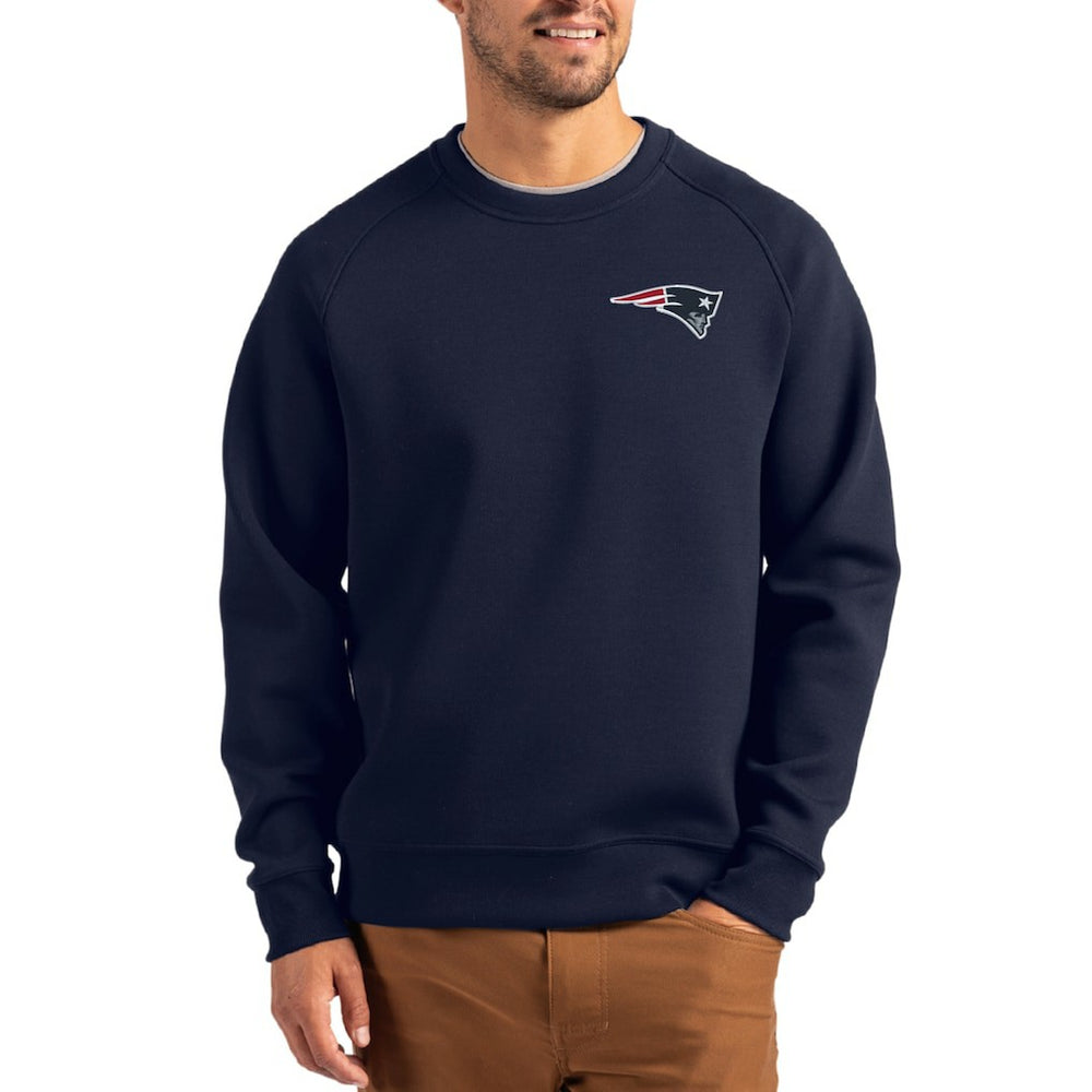 NFL New England Patriots Cutter & Buck Primary Logo Roam Recycled Raglan Pullover Sweatshirt