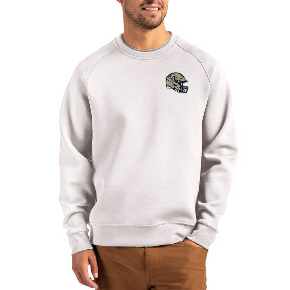 NFL New Orleans Saints Cutter & Buck Helmet Roam Recycled Raglan Pullover Sweatshirt