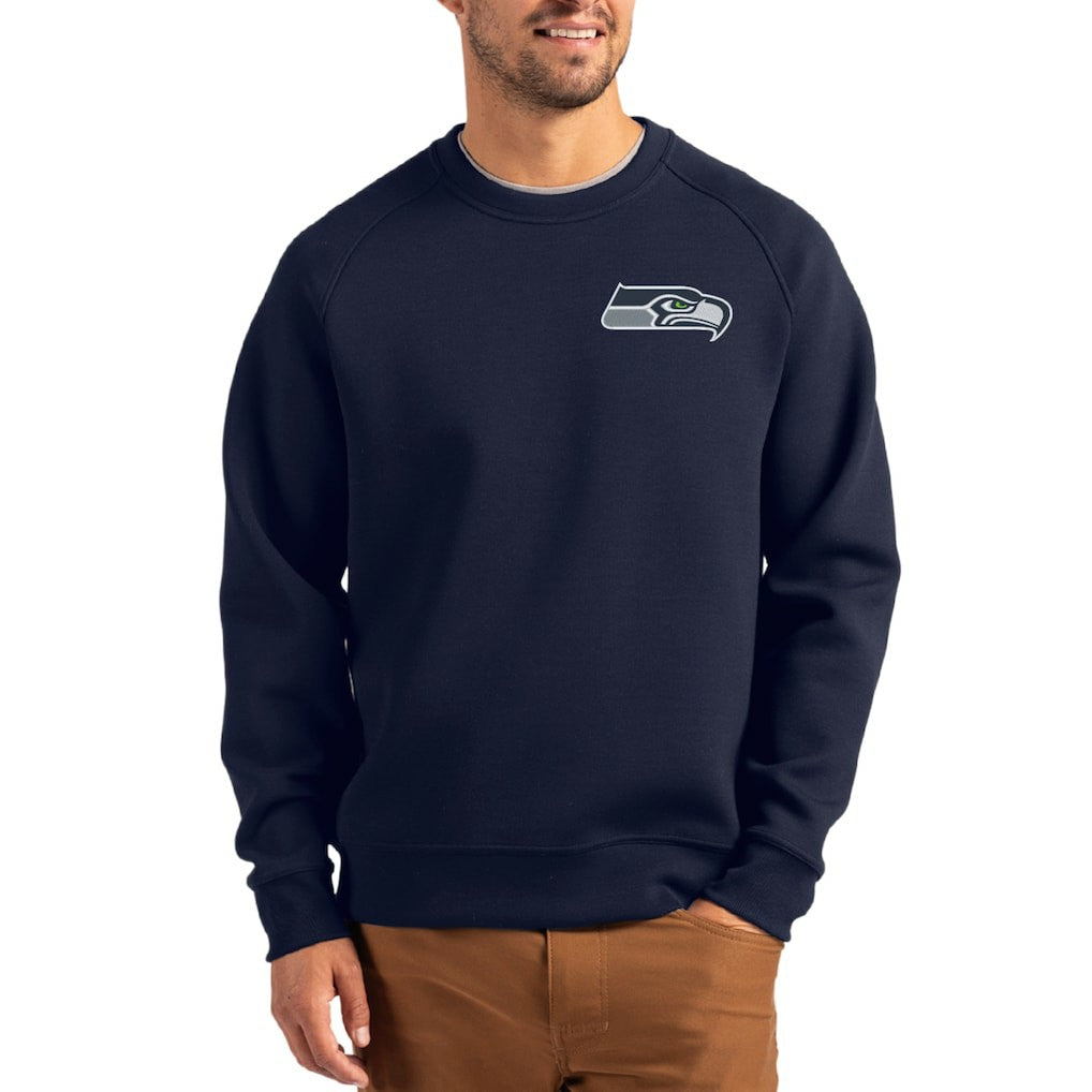 NFL Seattle Seahawks Cutter & Buck Primary Logo Roam Recycled Raglan Pullover Sweatshirt