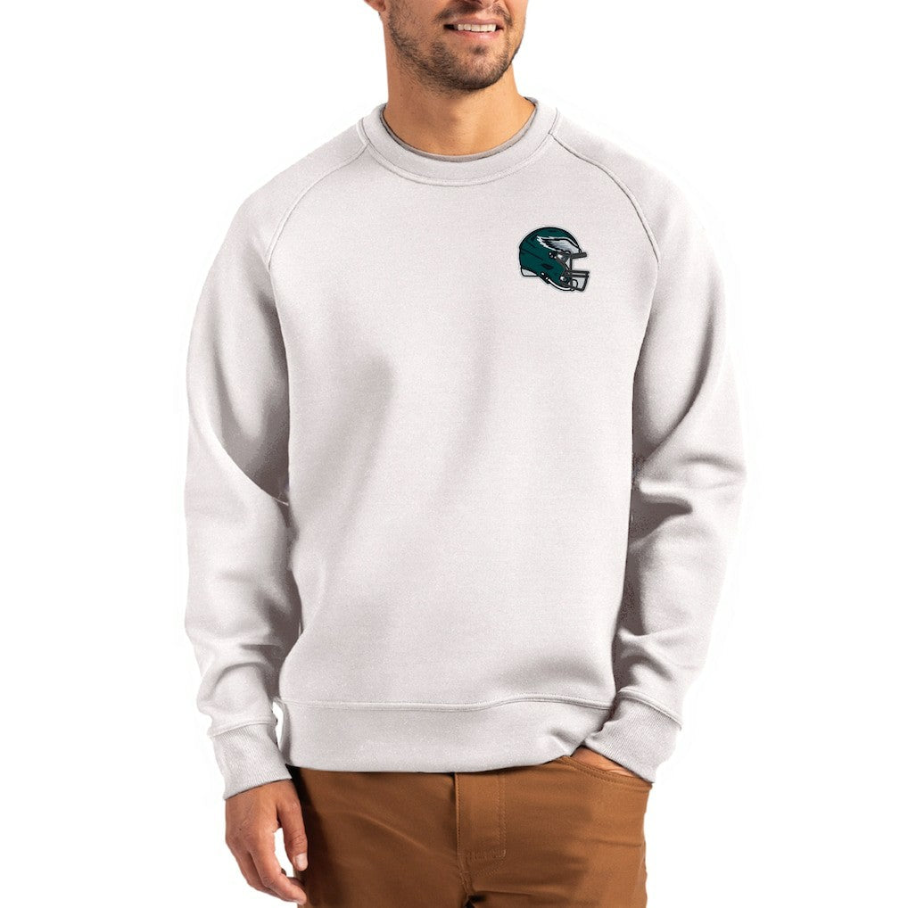 NFL Philadelphia Eagles Cutter & Buck Helmet Roam Recycled Raglan Pullover Sweatshirt