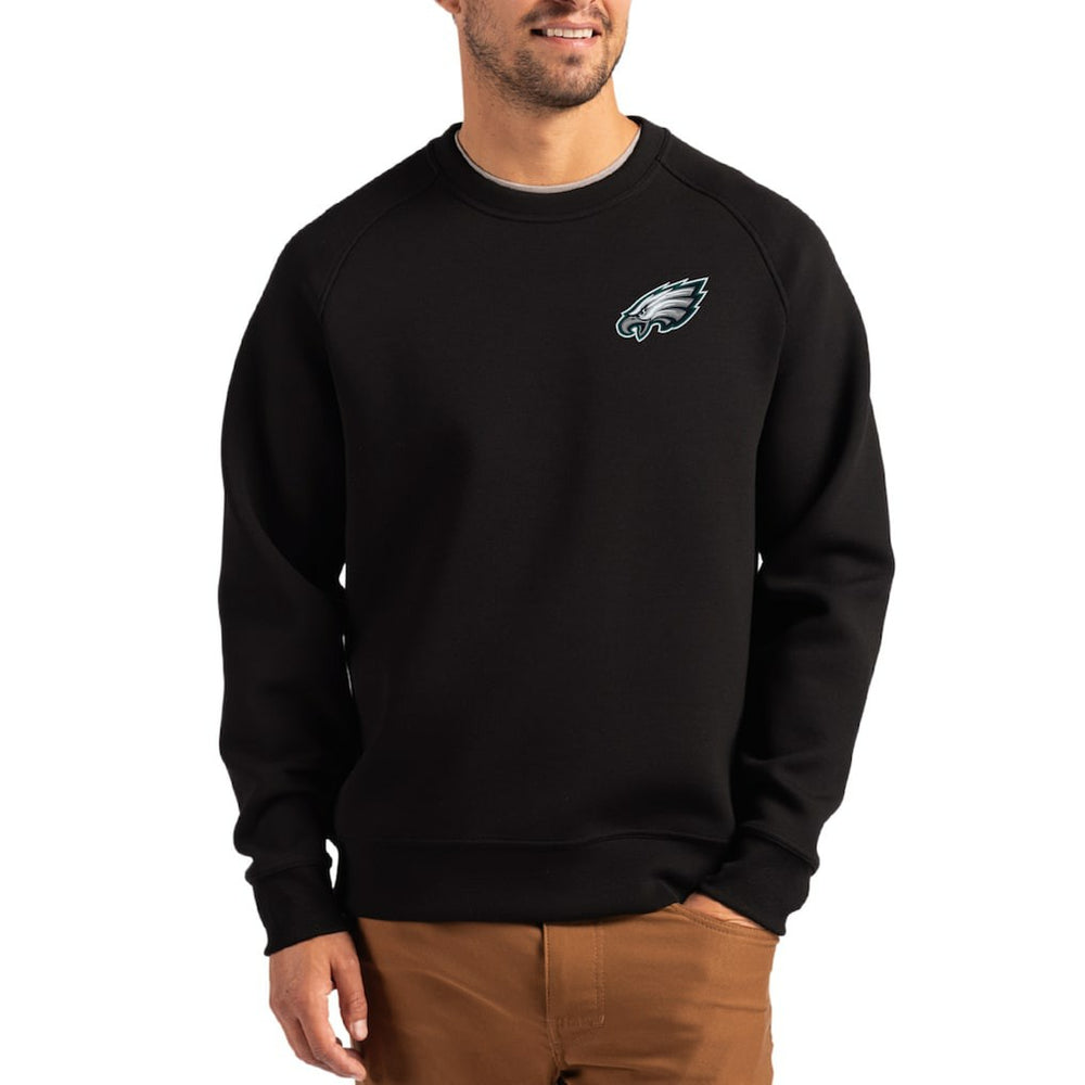 NFL Philadelphia Eagles Cutter & Buck Primary Logo Roam Recycled Raglan Pullover Sweatshirt