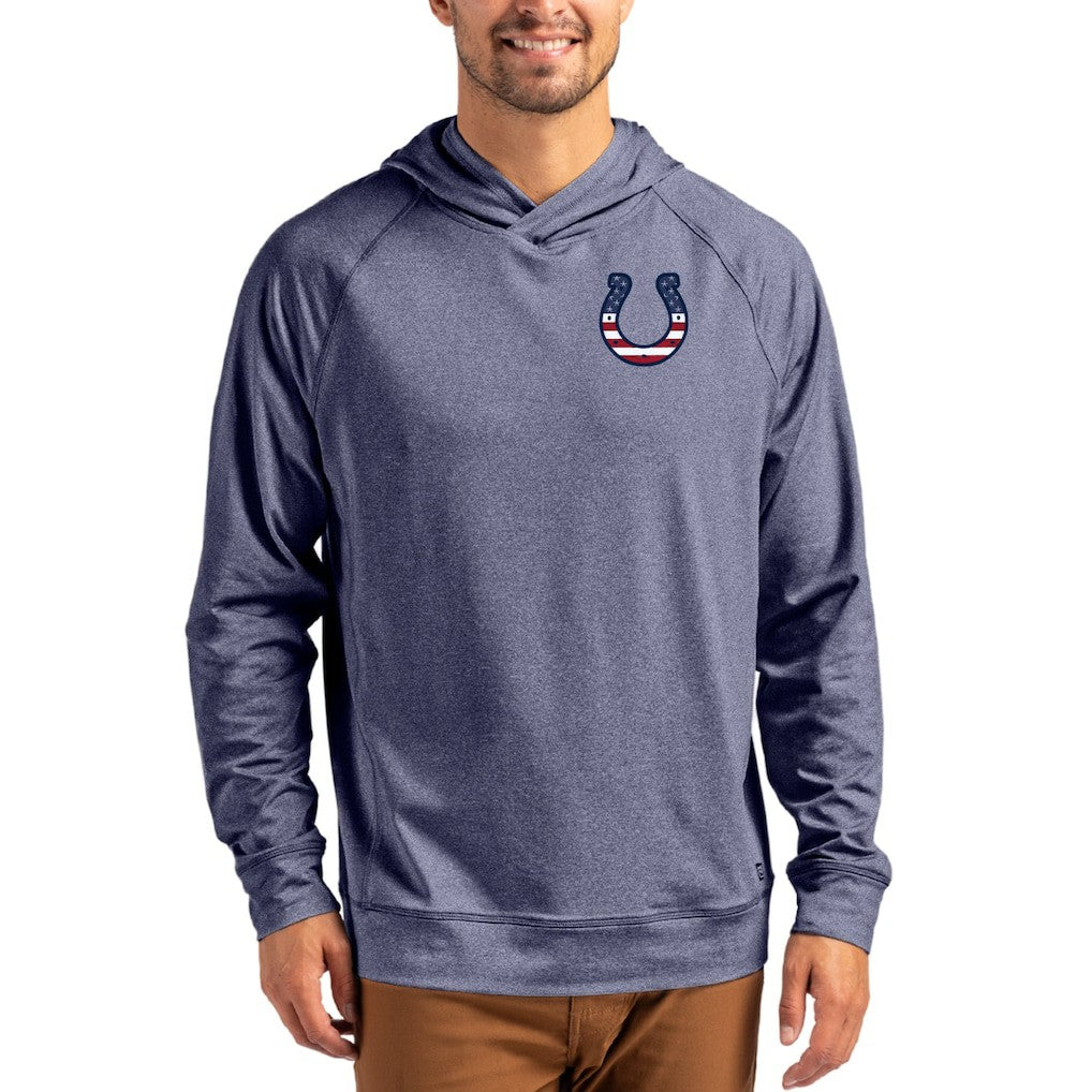 NFL Indianapolis Colts Cutter & Buck Adapt Americana Knit Recycled Raglan Pullover Hoodie