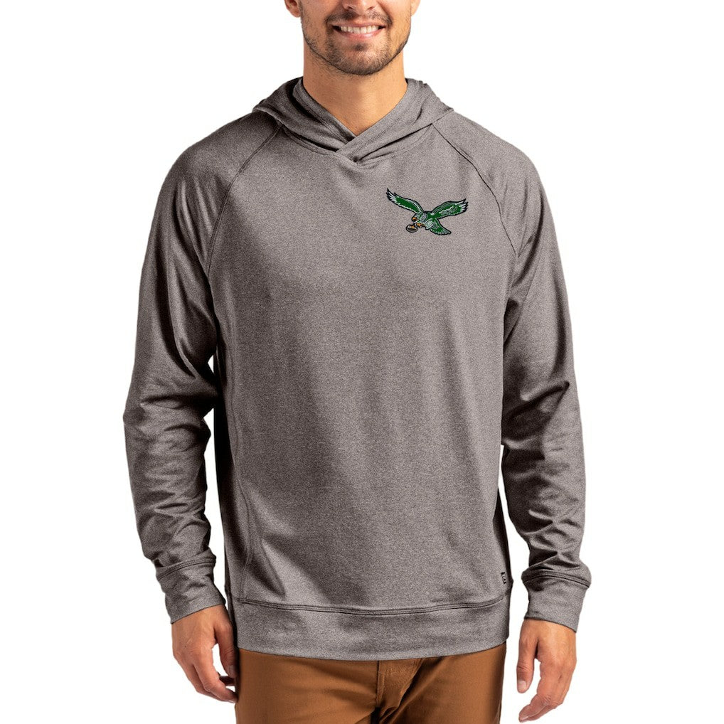NFL Philadelphia Eagles Cutter & Buck Adapt Historic Knit Recycled Raglan Pullover Hoodie