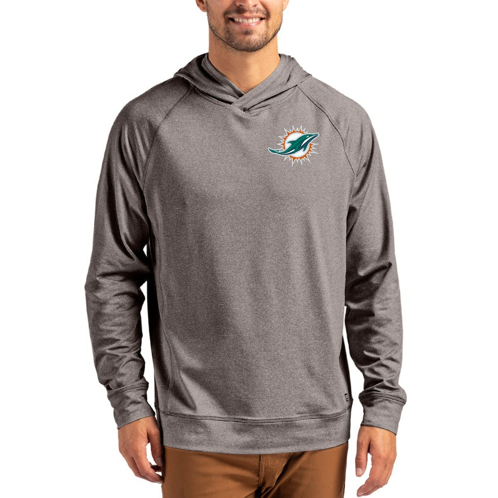 NFL Miami Dolphins Cutter & Buck Adapt Historic Knit Recycled Raglan Pullover Hoodie