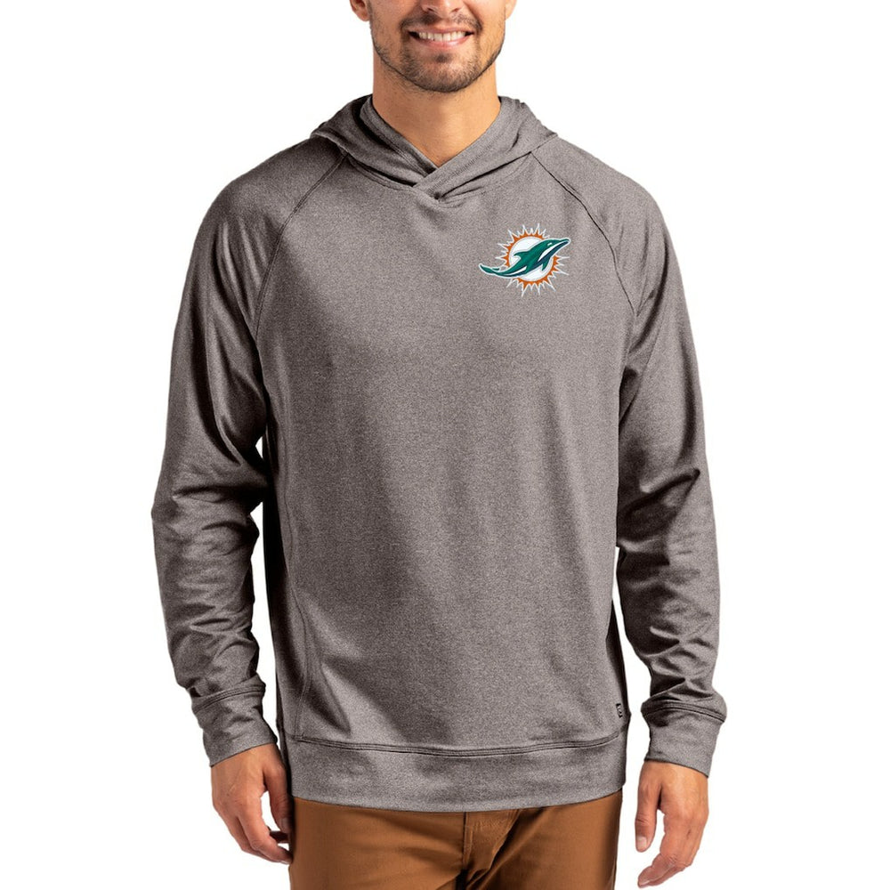 NFL Miami Dolphins Cutter & Buck Adapt Historic Knit Recycled Raglan Pullover Hoodie