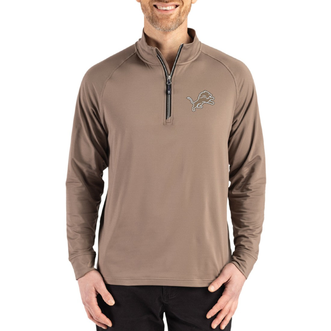 NFL Detroit Lions Cutter & Buck Adapt Eco Knit Stretch Recycled Quarter-Zip Pullover