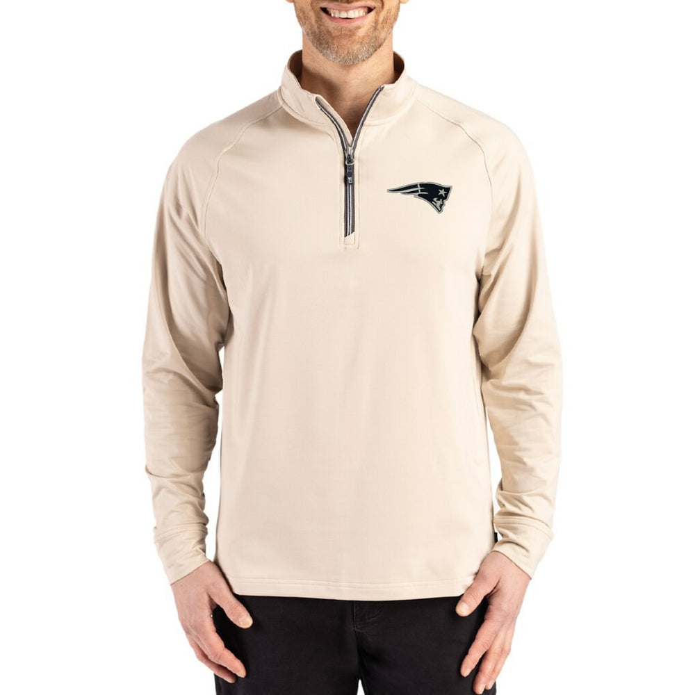 NFL New England Patriots Cutter & Buck Adapt Eco Knit Stretch Recycled Quarter-Zip Pullover
