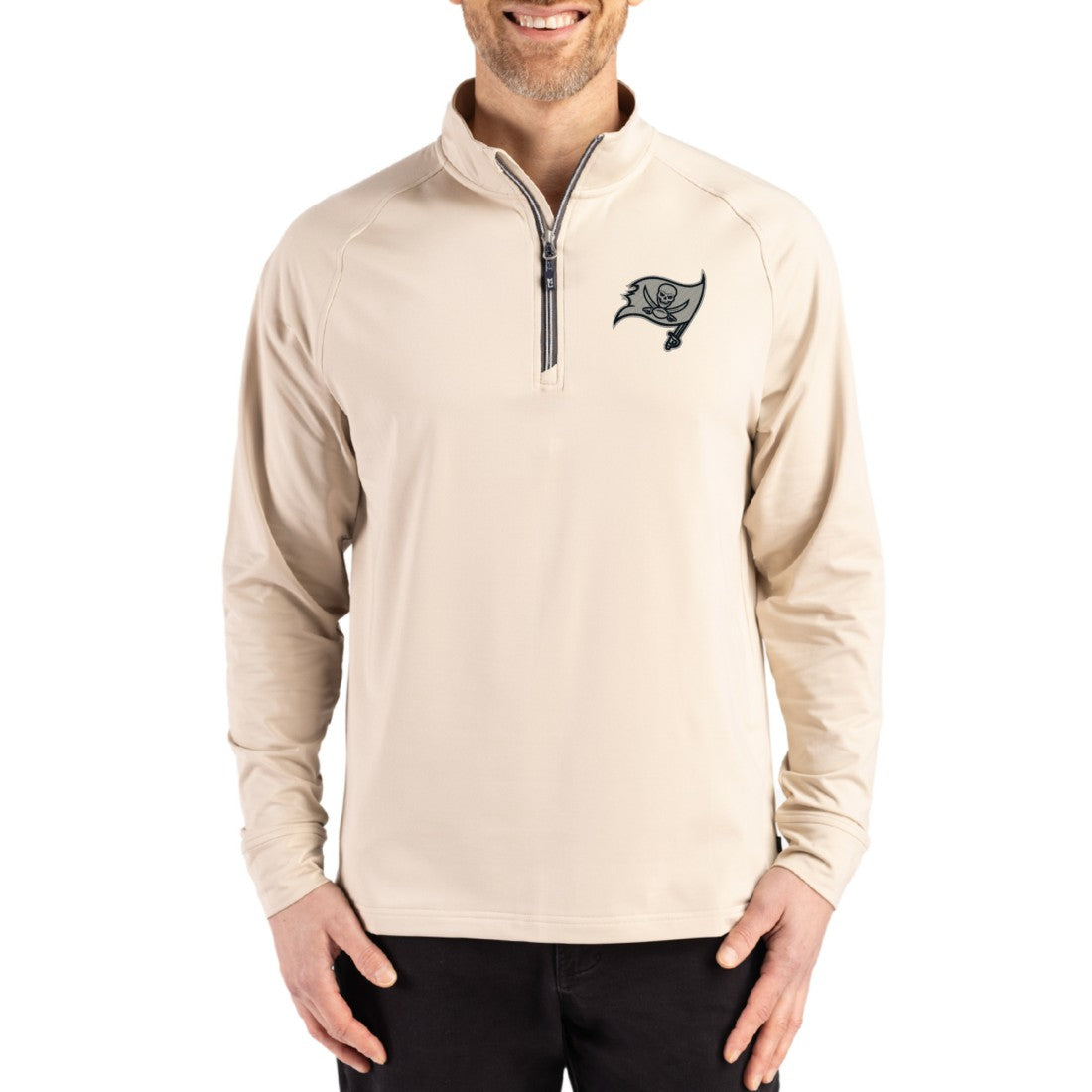 NFL Tampa Bay Buccaneers Cutter & Buck Adapt Eco Knit Stretch Recycled Quarter-Zip Pullover