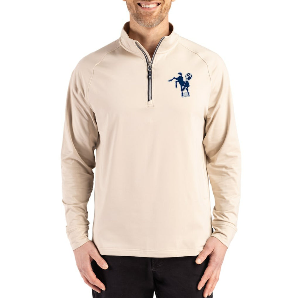NFL Indianapolis Colts Cutter & Buck Throwback Logo Adapt Eco Knit Stretch Recycled Quarter-Zip Pullover