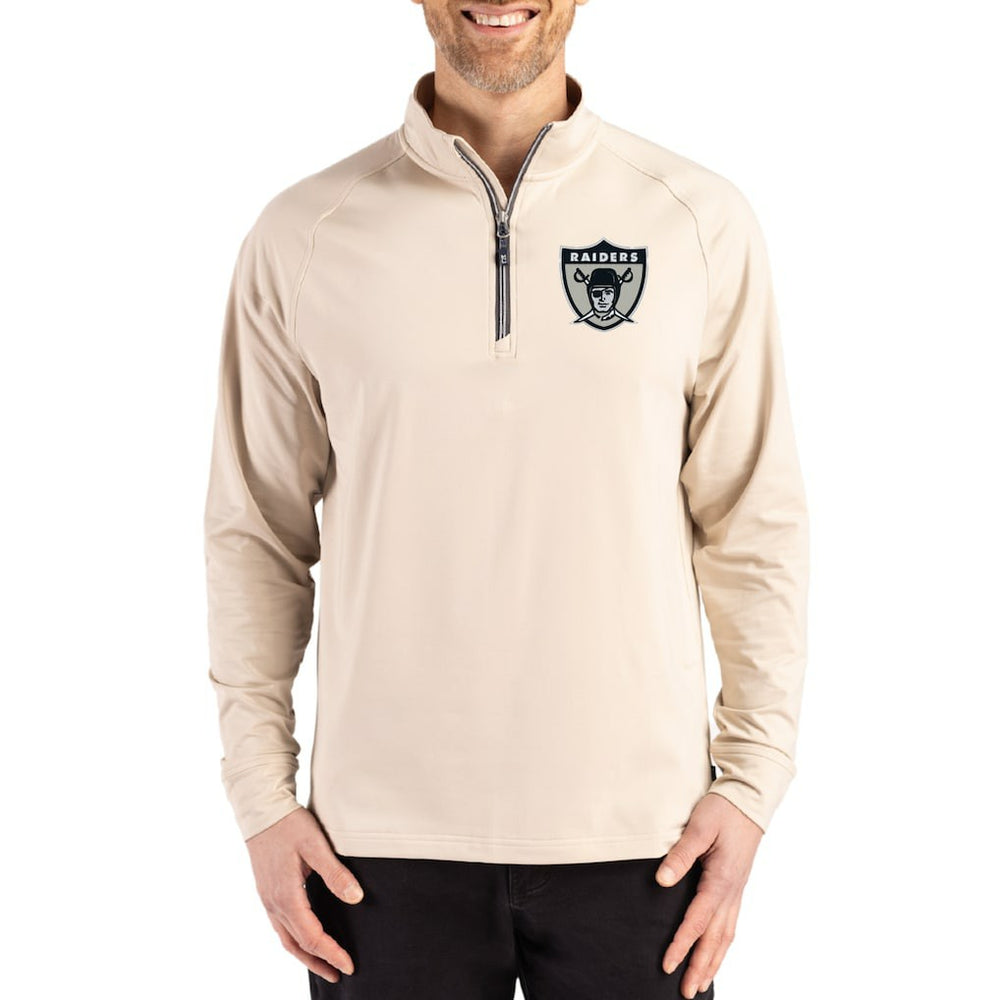 NFL Las Vegas Raiders Cutter & Buck Adapt Eco Knit Stretch Recycled Quarter-Zip Pullover