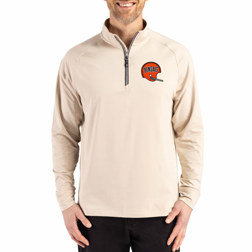 NFL Cincinnati Bengals Cutter & Buck Throwback Logo Adapt Eco Knit Stretch Recycled Quarter-Zip Pullover