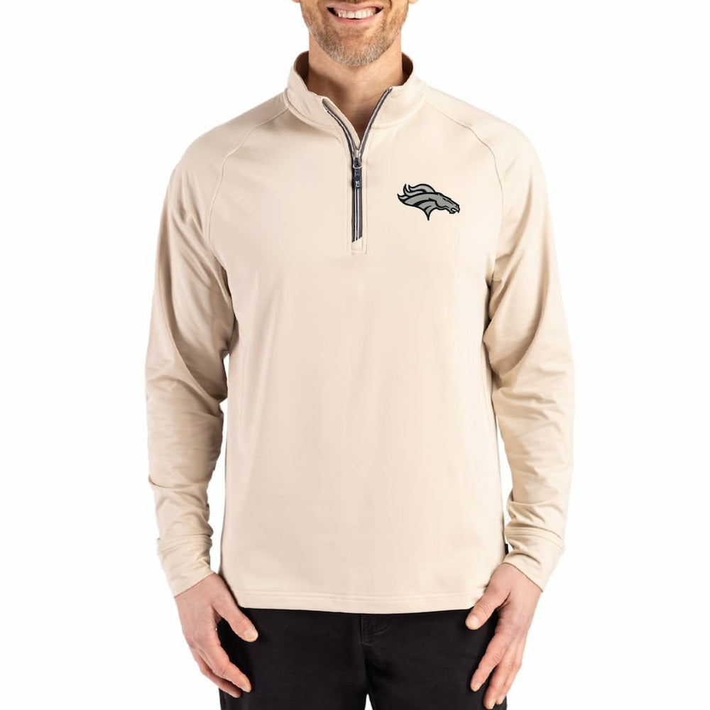 NFL Denver Broncos Cutter & Buck Adapt Eco Knit Stretch Recycled Quarter-Zip Pullover
