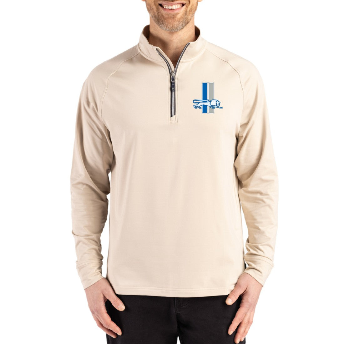 NFL Detroit Lions Cutter & Buck Throwback Logo Adapt Eco Knit Stretch Recycled Quarter-Zip Pullover