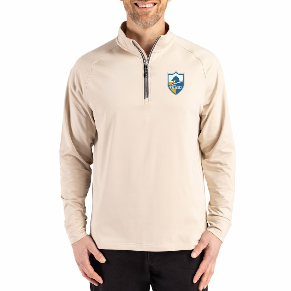 NFL Los Angeles Chargers Cutter & Buck Throwback Logo Adapt Eco Knit Stretch Recycled Quarter-Zip Pullover