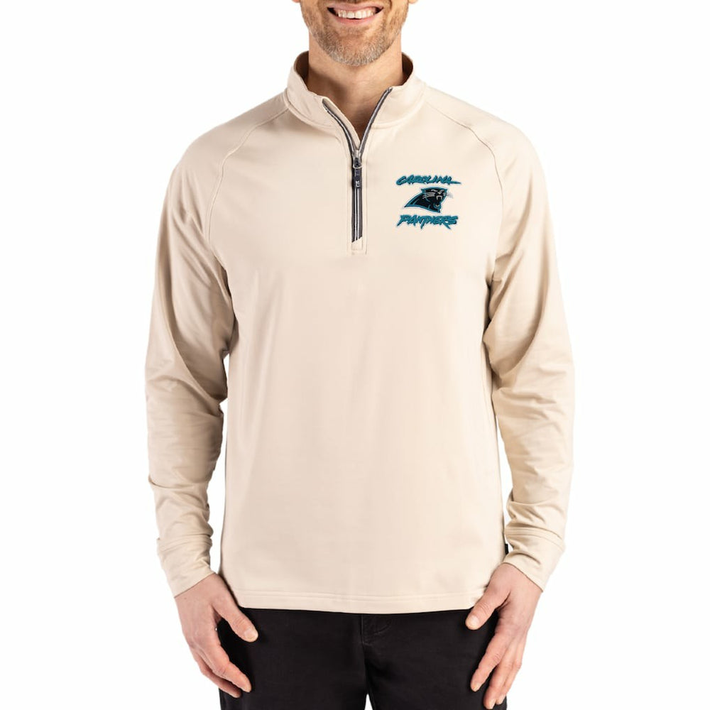 NFL Carolina Panthers Cutter & Buck Throwback Logo Adapt Eco Knit Stretch Recycled Quarter-Zip Pullover